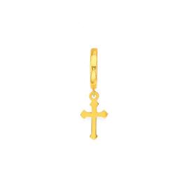 9ct+Gold+Dangle+Cross+Single+Huggie+Earring