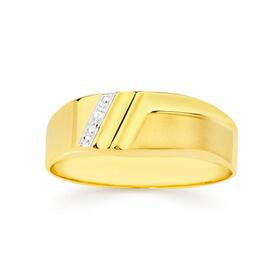 9ct+Gold+Diamond+Multi+Diagonal+Stripe+Ring