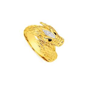 9ct-Gold-Diamond-Sapphire-Dragon-Ring on sale