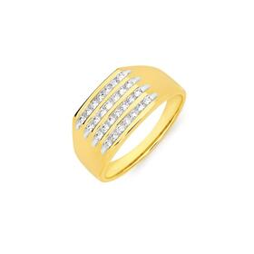 9ct+Gold+Diamond+Gents+Ring