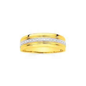 9ct+Gold+Diamond+Centre+Taper+Gents+Ring