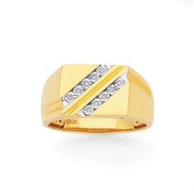 9ct-Gold-Diamond-Gents-Ring-Size-UWY on sale