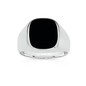 Sterling-Silver-Black-Agate-Signet-Mens-Ring on sale