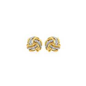 9ct+Gold+Diamond+Knot+Stud+Earrings