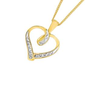 9ct+Gold+Diamond+Heart+Pendant