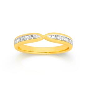 9ct+Gold+Diamond+Curved+Band