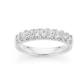 18ct+White+Gold+Diamond+Princess+Cut+Band