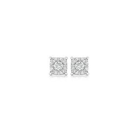 9ct-Gold-Diamond-Cushion-Cluster-Stud-Earrings on sale