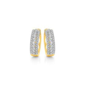 9ct-Gold-Diamond-Three-Row-Huggie-Earrings on sale