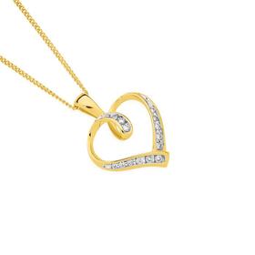 9ct+Gold+Diamond+Heart+Pendant