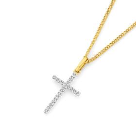 Exquisites+9ct+Gold+Diamond+Cross+Pendant