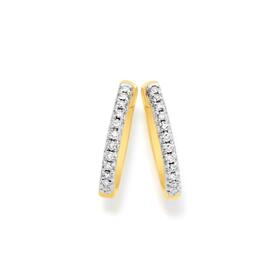 Exquisites+9ct+Gold+Diamond+Huggie+Earrings