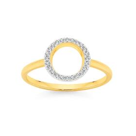 9ct+Gold+Diamond+Circle+Ring