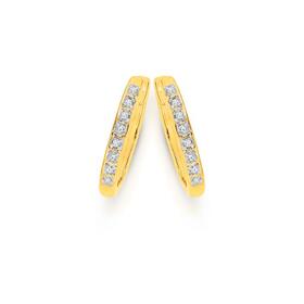 9ct+Gold+Diamond+Pave+Huggie+Earrings