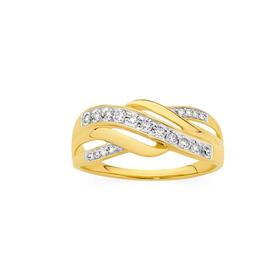 9ct+Gold+Diamond+Crossover+Ring