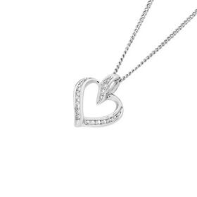 9ct+White+Gold+Diamond+Open+Heart+Pendant