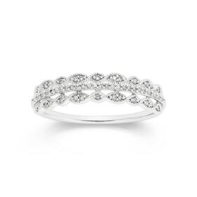 9ct-White-Gold-Diamond-Three-Row-Milgrain-Ring on sale