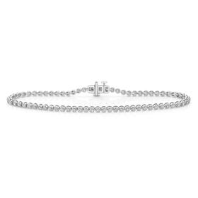 9ct+White+Gold+Diamond+Fine+Tennis+Bracelet