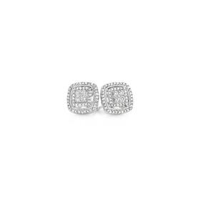 9ct-White-Gold-Diamond-Cushion-Cluster-Stud-Earrings on sale