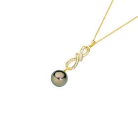 9ct+Gold+Cultured+Tahitian+Pearl+%26+Diamond+Pendant