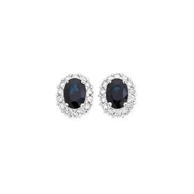 9ct+Gold+Natural+Sapphire+%26amp%3B+Diamond+Stud+Earrings