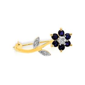 9ct-Gold-Sapphire-Diamond-Flower-Two-Way-Brooch-and-Pendant on sale