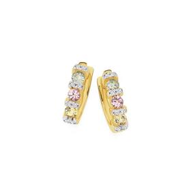 9ct-Gold-Multi-Natural-Sapphire-Huggie-Earrings on sale