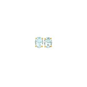 9ct+Gold+Aquamarine+Oval+Cut+Stud+Earrings