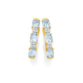 9ct-Gold-Aquamarine-Diamond-Huggie-Earrings on sale