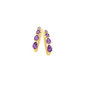 9ct-Gold-Amethyst-Pear-Graduated-Lever-Back-Hoop-Earrings on sale