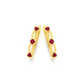 9ct-Gold-Natural-Ruby-Huggie-Earrings on sale