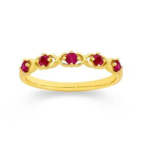 9ct-Gold-Natural-Ruby-Crossover-Ring on sale