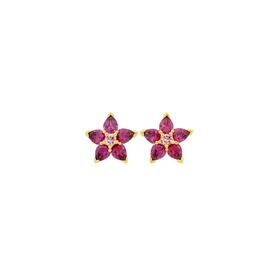 9ct-Gold-Rhodolite-Pink-Tourmaline-Flower-Stud-Earrings on sale
