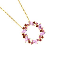 9ct+Gold+Amethyst%2C+Garnet+%26+Rhodolite+Wreath+Slider+Pendant