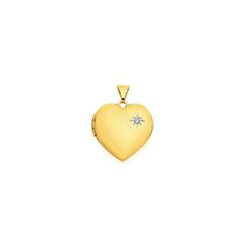 9ct+Gold+18mm+Diamond-set+Heart+Locket