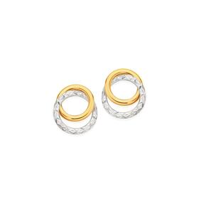 9ct-Gold-Two-Tone-Double-Circle-Stud-Earrings on sale