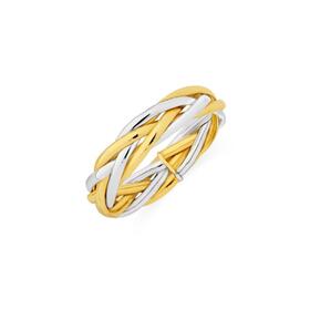 9ct-Two-Tone-Gold-Plait-Hollow-Stacker-Ring on sale