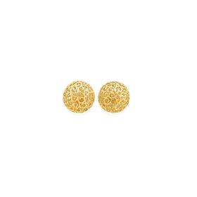 9ct-Gold-8mm-Filigree-Ball-Stud-Earrings on sale