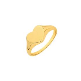 9ct+Gold+Heart+Signet+Ring