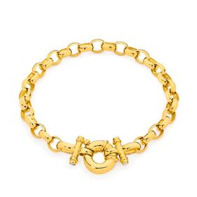 9ct-Gold-19cm-Solid-Diamond-Belcher-Bolt-Ring-Bracelet on sale