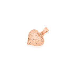 9ct+Rose+Gold+Diamond-cut+Puff+Heart+Pendant