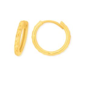 9ct-Gold-11mm-Diamond-Cut-Huggie-Earrings on sale
