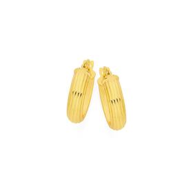 9ct-Gold-10mm-Half-Round-Lined-Hoop-Earrings on sale