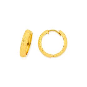 9ct+Gold+Wide+Diamond-Cut+Huggie+Earrings