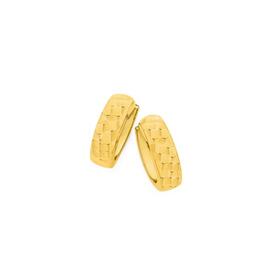 9ct-Gold-12mm-Facet-Diamond-Cut-Front-Huggie-Earrings on sale