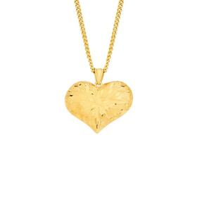 9ct+Gold+Diamond+Cut+Mystic+Puff+Heart+Pendant