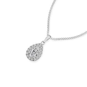 Sterling+Silver+Cubic+Zirconia+Pear+Cluster+Pendant