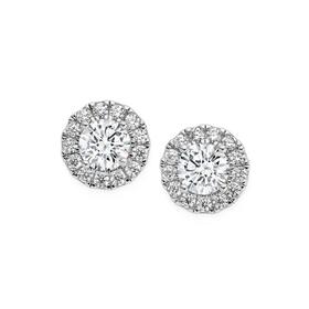 Silver-CZ-Small-Round-Cluster-Earrings on sale