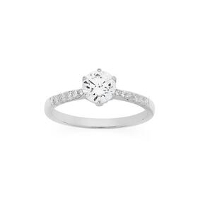 Silver-Cubic-Zirconia-Solitaire-Claw-Set-Band-Ring on sale