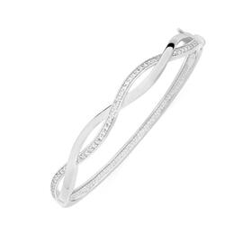 Silver-CZ-Three-Loop-Hinge-Bangle on sale